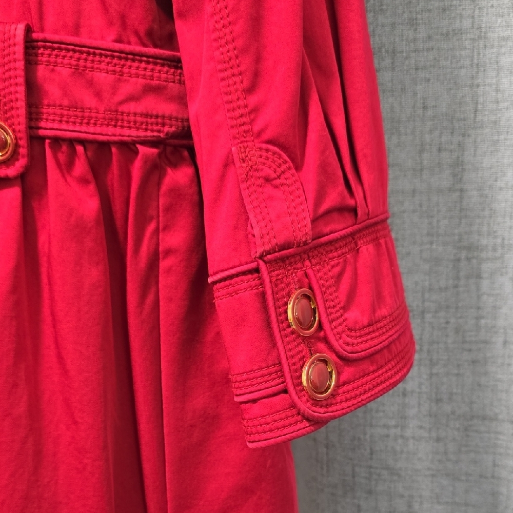 Juicy Couture Vibrant Red Double Breasted 3/4 Sleeve Trench‎ Coat Size Medium - Picture 13 of 16